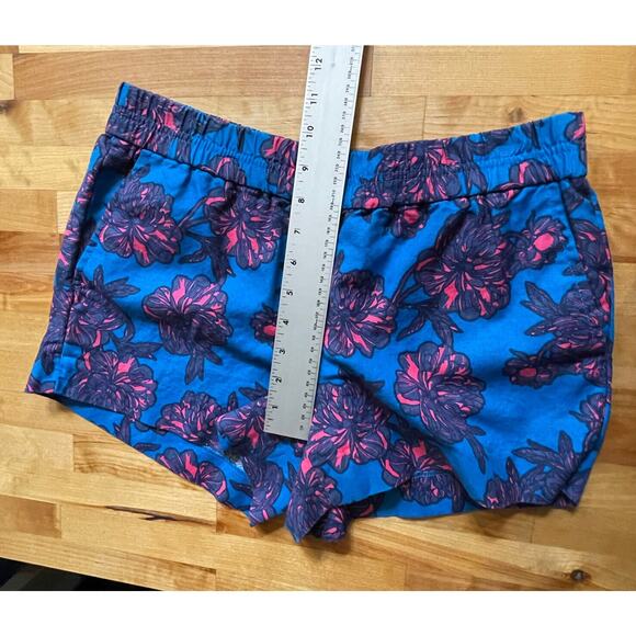 J Crew Shorts Hawaiian Tropical Floral Linen Blend Elastic Waist Sz 6 EUC - Picture 9 of 11